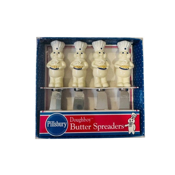 Pillsbury Doughboy Butter Spreaders 1999 Set‎ of 4 Stainless Steel Kitchen NEW - Picture 1 of 4